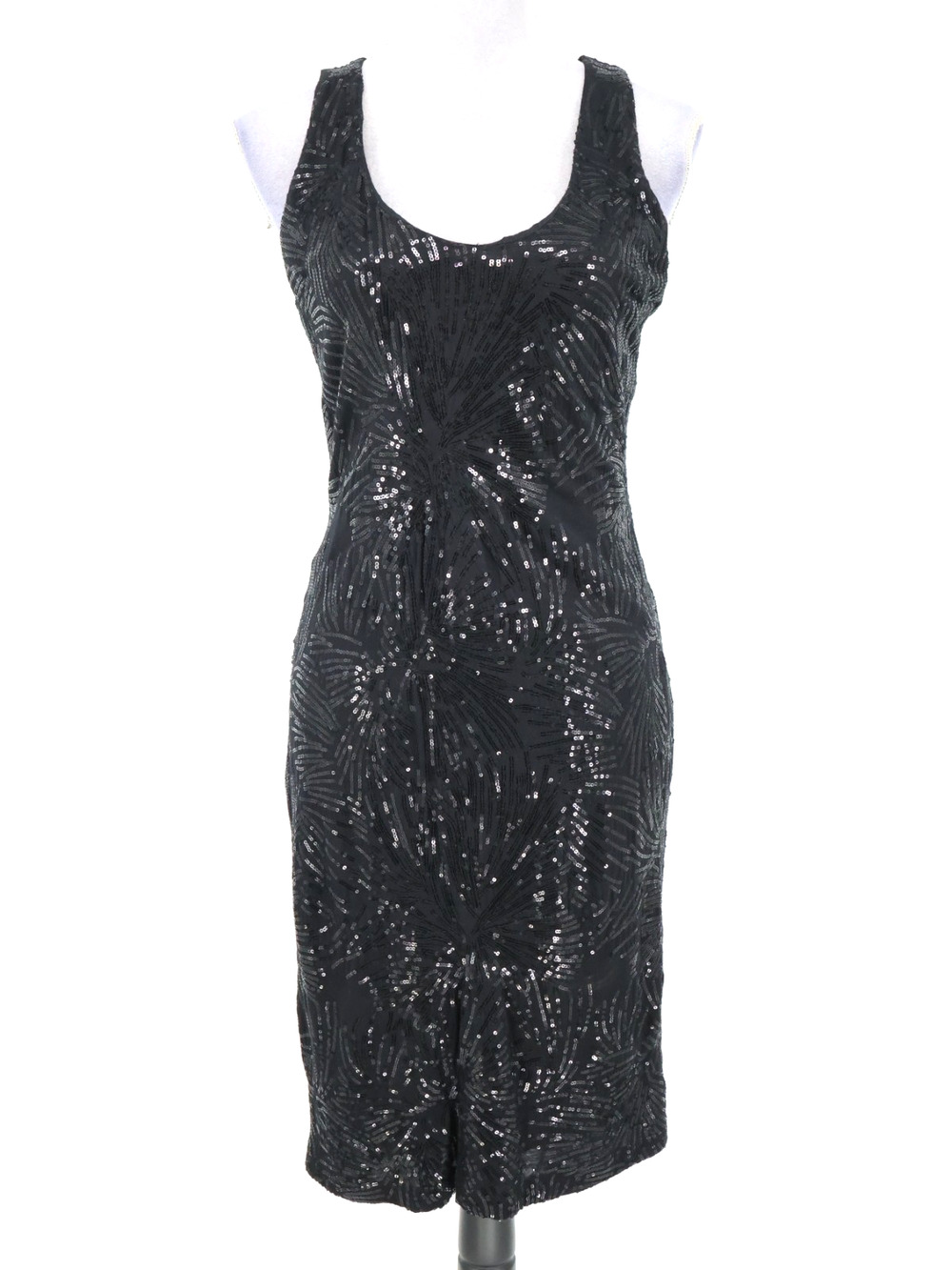 Velvet Dress Womens Small Black Stretch Knit Sequins BodyCon Racerback Lbd